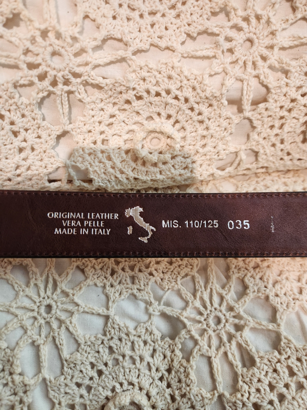 Vera Pelle Made in Italy Brown Leather Men's Belt - Genuine Leather Never Worn